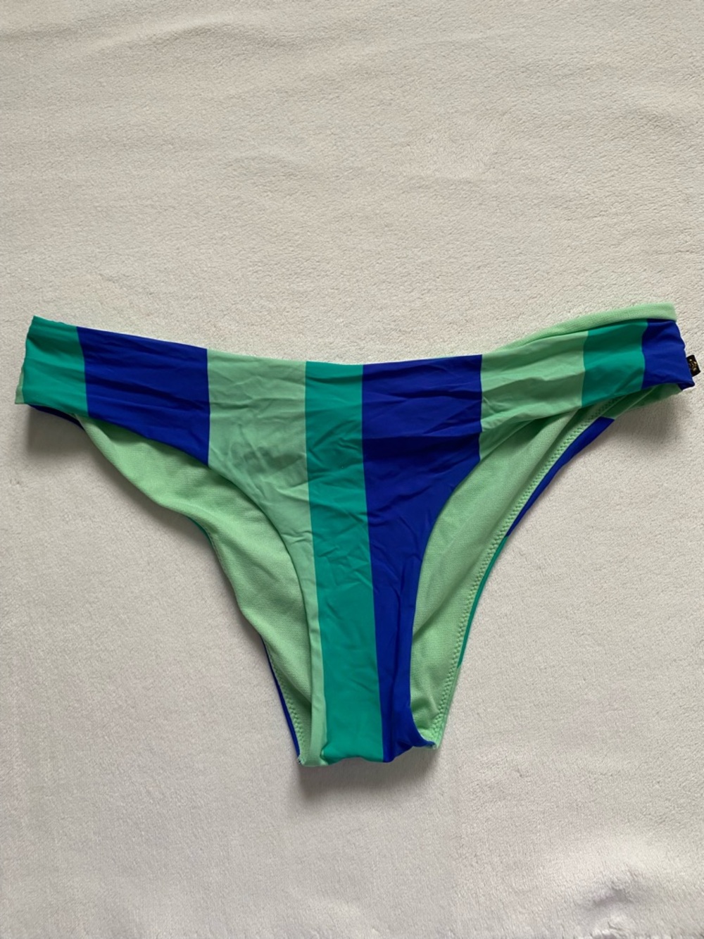 La Vie En Rose Green and Blue Striped Bikini Bottom